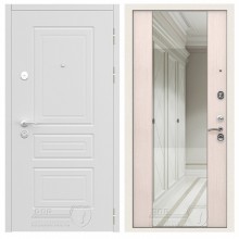 Входная дверь ДПБ Классика White белая сосна (зеркало)