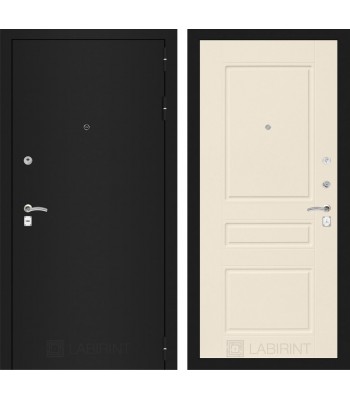 Входная дверь Лабиринт CLASSIC шагрень черная 03 - Крем софт