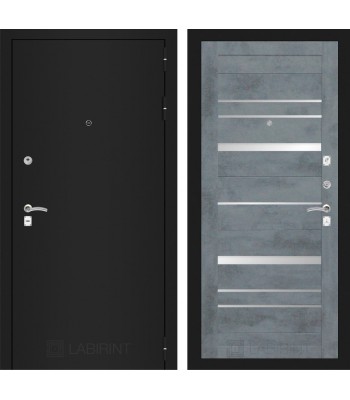Входная дверь Лабиринт CLASSIC шагрень черная 20 - Бетон темный, зеркальные вставки