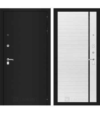 Входная дверь Лабиринт CLASSIC шагрень черная 22 - Белый софт, черная вставка