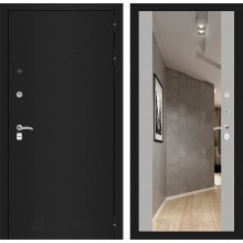 Входная дверь Лабиринт CLASSIC шагрень черная с Зеркалом Максимум - Софт Грей