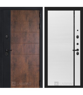 Входная дверь Лабиринт ТЕХНО 22 - Белый софт, черная вставка