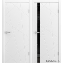 Межкомнатная дверь Лига Fiesta (Эмаль белая) стекло черное