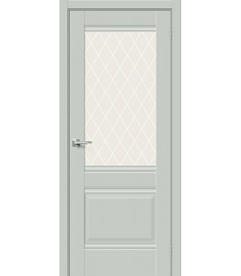 Дверь межкомнатная Браво Прима-3 ДО Grey Matt / White Сrystal