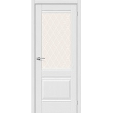 Дверь межкомнатная Браво Прима-3 ДО Virgin  / White Сrystal